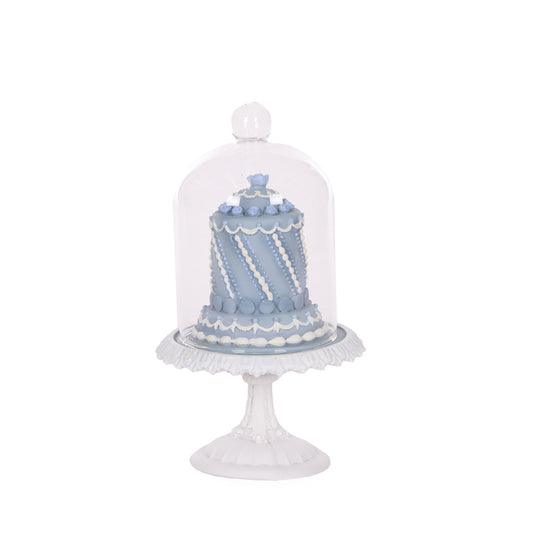 FROSTY BLUE PIPED CAKE CLOCHE