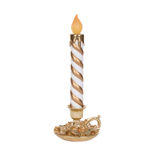 WHITE AND GOLD SWIRL CANDLE DÉCOR