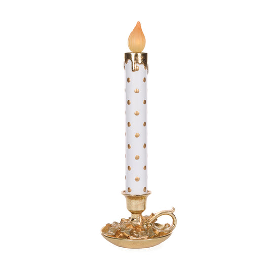 WHITE AND GOLD POLKA DOT CANDLE DÉCOR