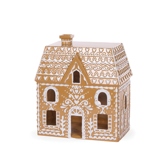 LED INTRICATE PIPED GINGERBREAD MANSION