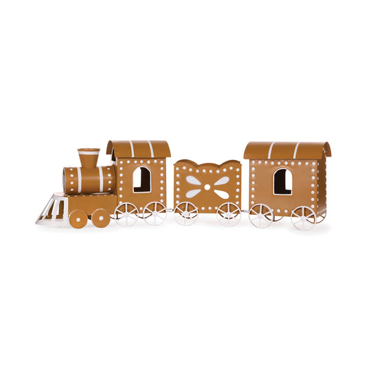 METAL GINGERBREAD TRAIN WITH 2 CARRIAGES