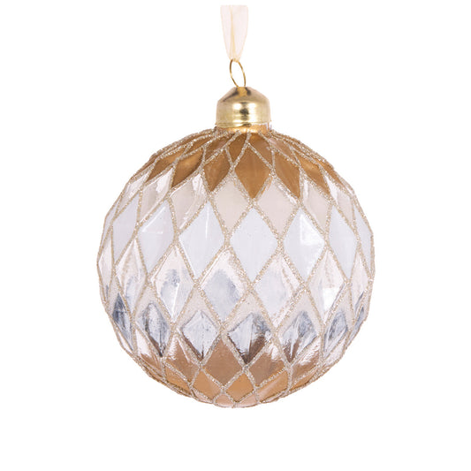 SILVER AND GOLD HARLEQUIN BAUBLE