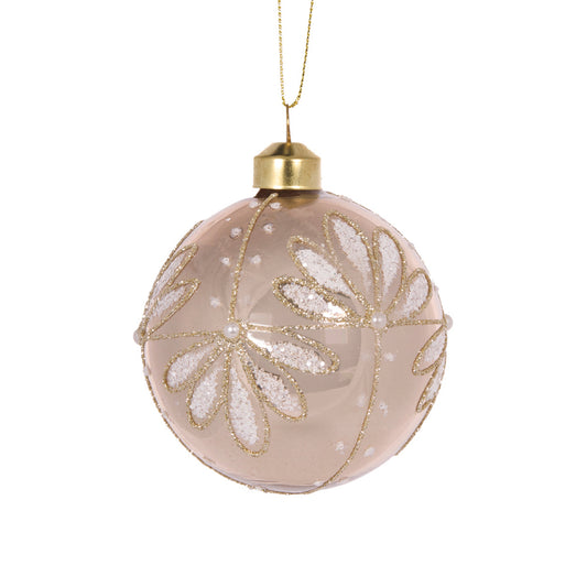 CHAMPAGNE ICED FLORAL BAUBLE