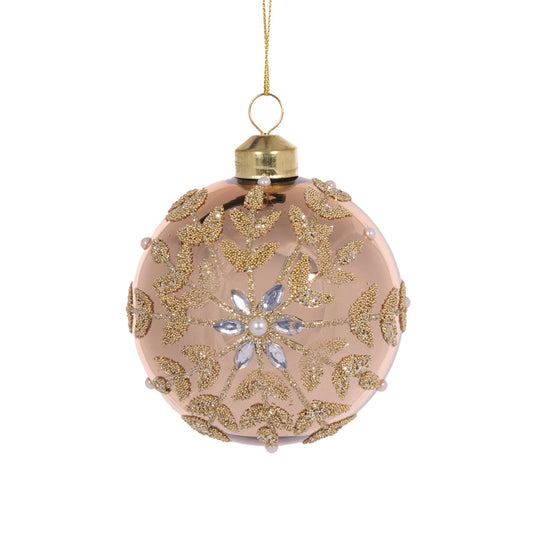 CHAMPAGNE BEADED SNOWFLAKE BAUBLE