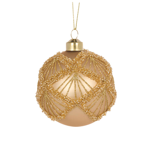 MATTE BEADED FLEUR DE LIS BAUBLE