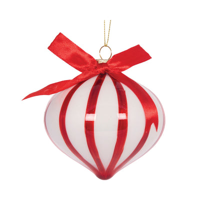 Peppermint Stripe Bow Onion Bauble