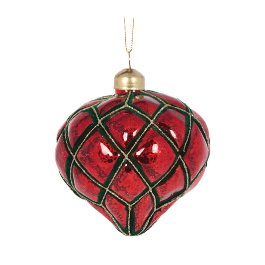 RED AND GREEN QUILTED ONION BAUBLE