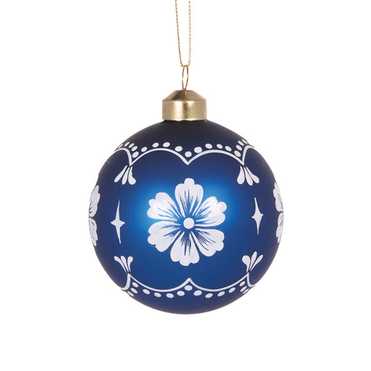MATTE DARK BLUE AND WHITE WEDGEWOOD BAUBLE