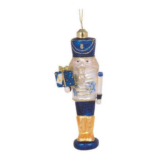 GLASS BLUE HANGING NUTCRACKER