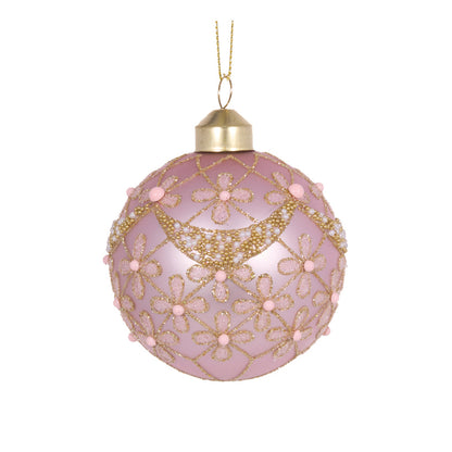 8 CM MATTE PINK GOLD SCALLOPED FLORAL BAUBLE