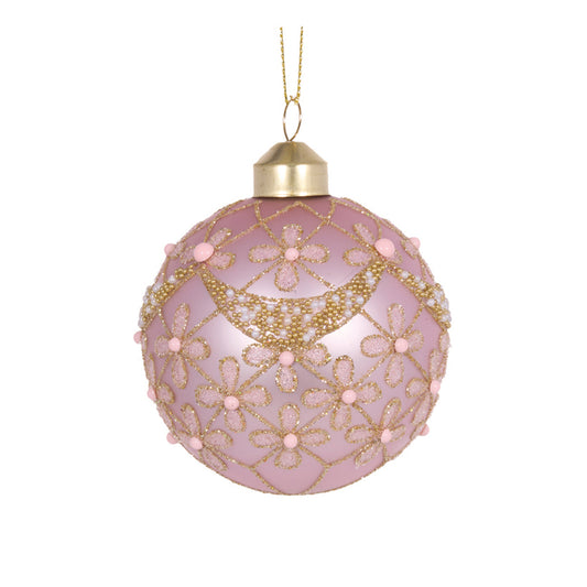 8 CM MATTE PINK GOLD SCALLOPED FLORAL BAUBLE