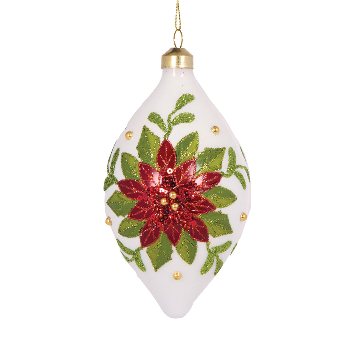 FESTIVE POINSETTIA DROP BAUBLE