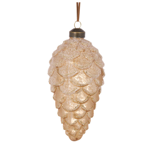 FROSTED CHAMPAGNE PINECONE BAUBLE