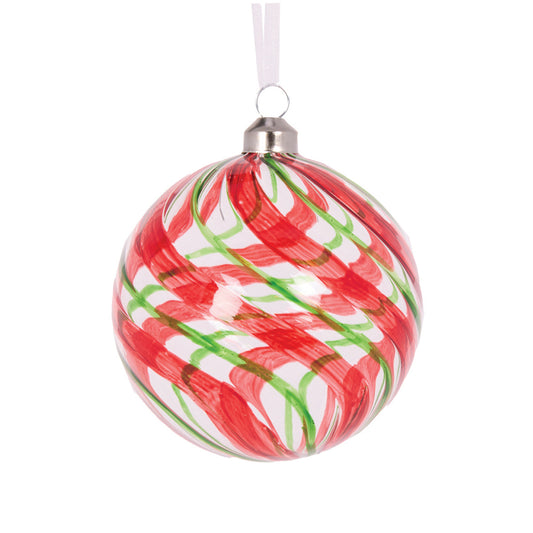 CLEAR PEPPERMINT SWIRL BAUBLE