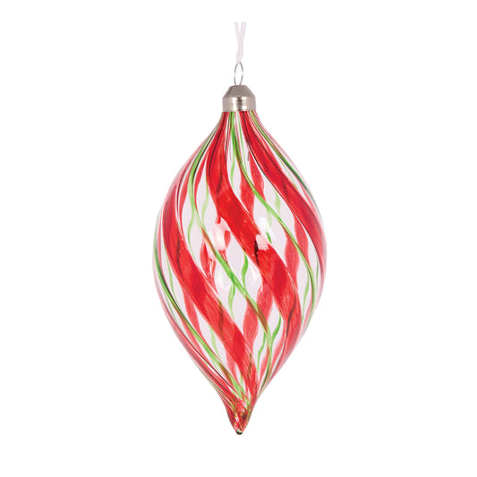 CLEAR PEPPERMINT SWIRL DROP BAUBLE