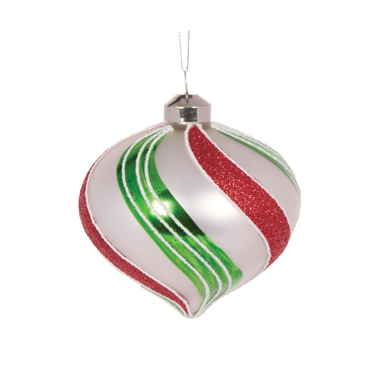 PEARL PEPPERMINT SWIRL ONION BAUBLE