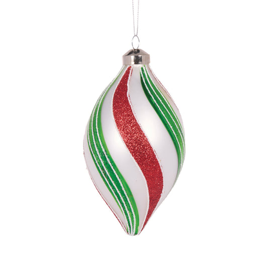 PEARL PEPPERMINT SWIRL DROP BAUBLE