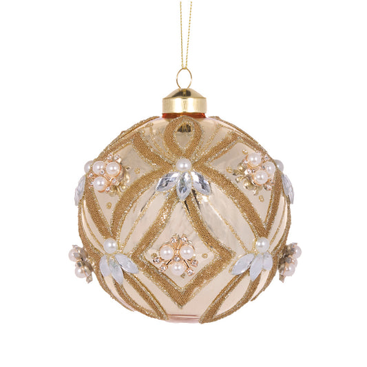 CHAMPAGNE BEADED DECO BAUBLE