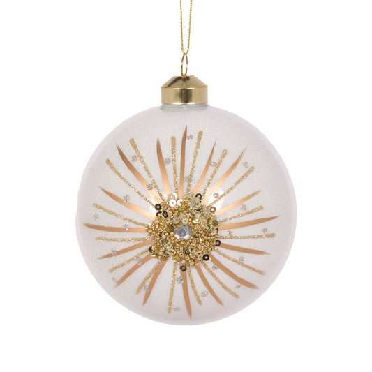 WHITE DECO BURST BAUBLE