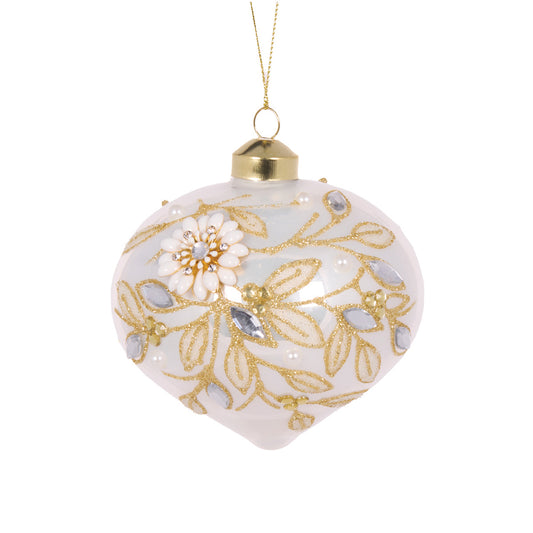 IVORY EMBELLISHED FOLIAGE ONION BAUBLE