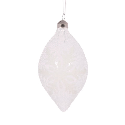 CLEAR FROSTED SNOWFLAKE DROP BAUBLE