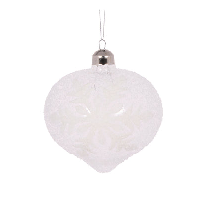 Clear Frosted Snowflake Onion Bauble