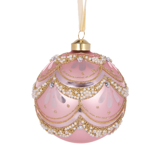 PINK DECO SCALLOPED BAUBLE