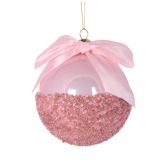BLUSH GLITTER DIPPED BOW BAUBLE