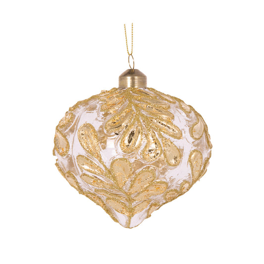 CLEAR FOILED FOLIAGE ONION BAUBLE
