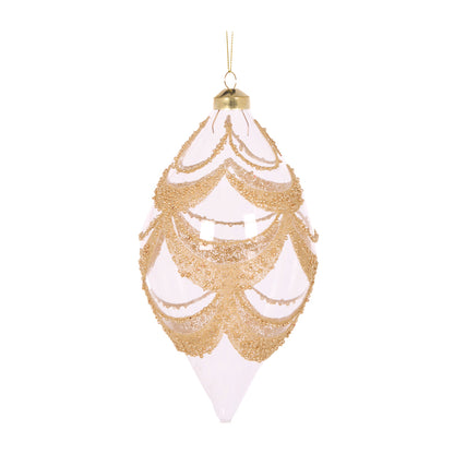 Clear Deco Scalloped Drop Bauble