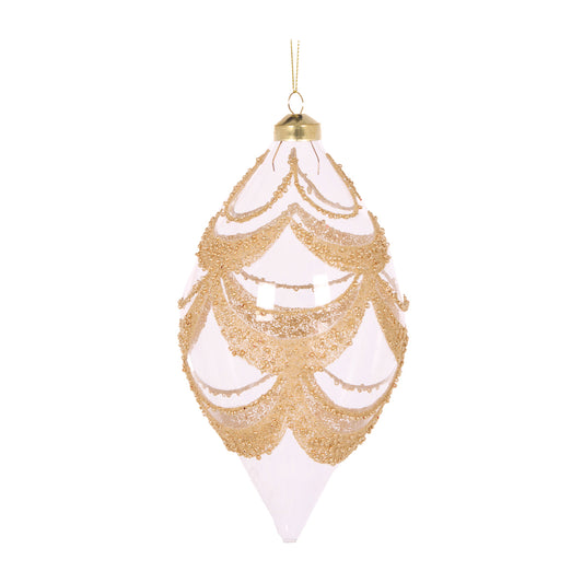 CLEAR DECO SCALLOPED DROP BAUBLE