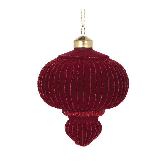 BURGUNDY VELVET RIBBED DROP BAUBLE