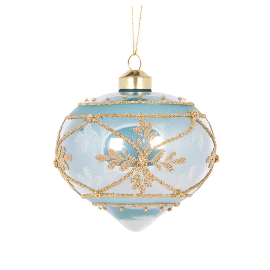 BLUE EMBELLISHED DECO ONION BAUBLE