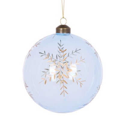Blue Etched Snowflake Bauble