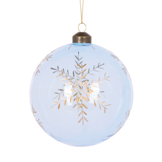 BLUE ETCHED SNOWFLAKE BAUBLE