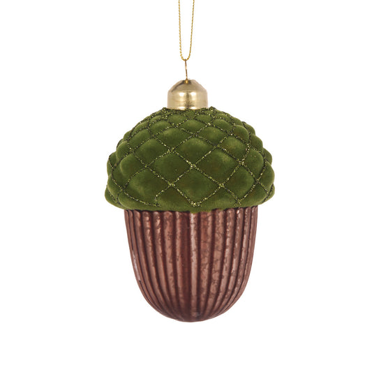 VELVET TOPPED ACORN BAUBLE