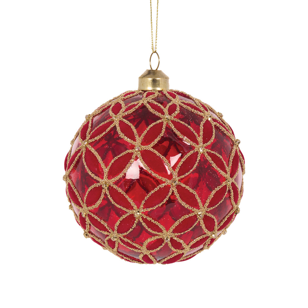 TRANSPARENT RED FLEUR BAUBLE