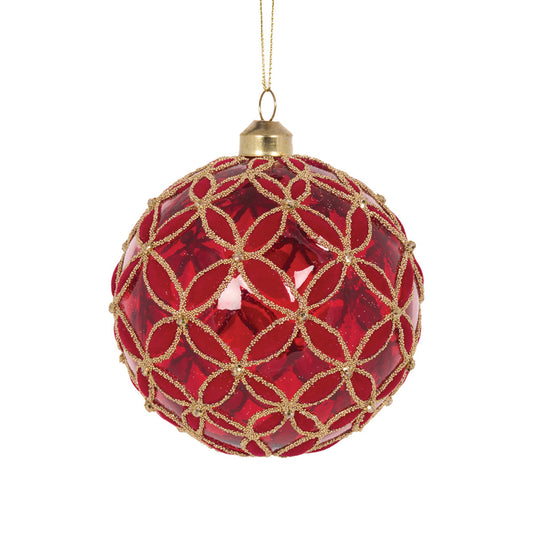 TRANSPARENT RED FLEUR BAUBLE