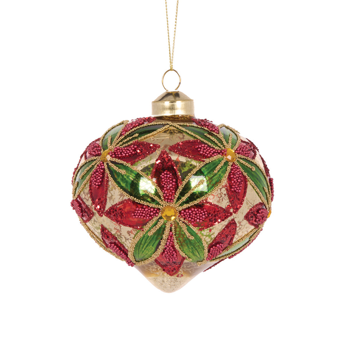 TRADITIONAL BEADED FLORAL ONION BAUBLE