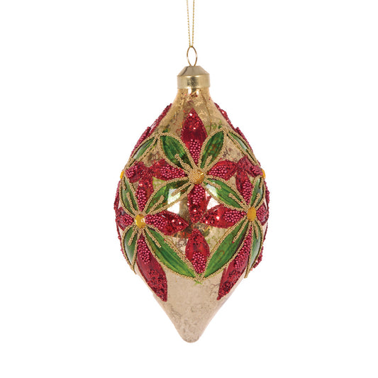 TRADITIONAL BEADED FLORAL DROP BAUBLE