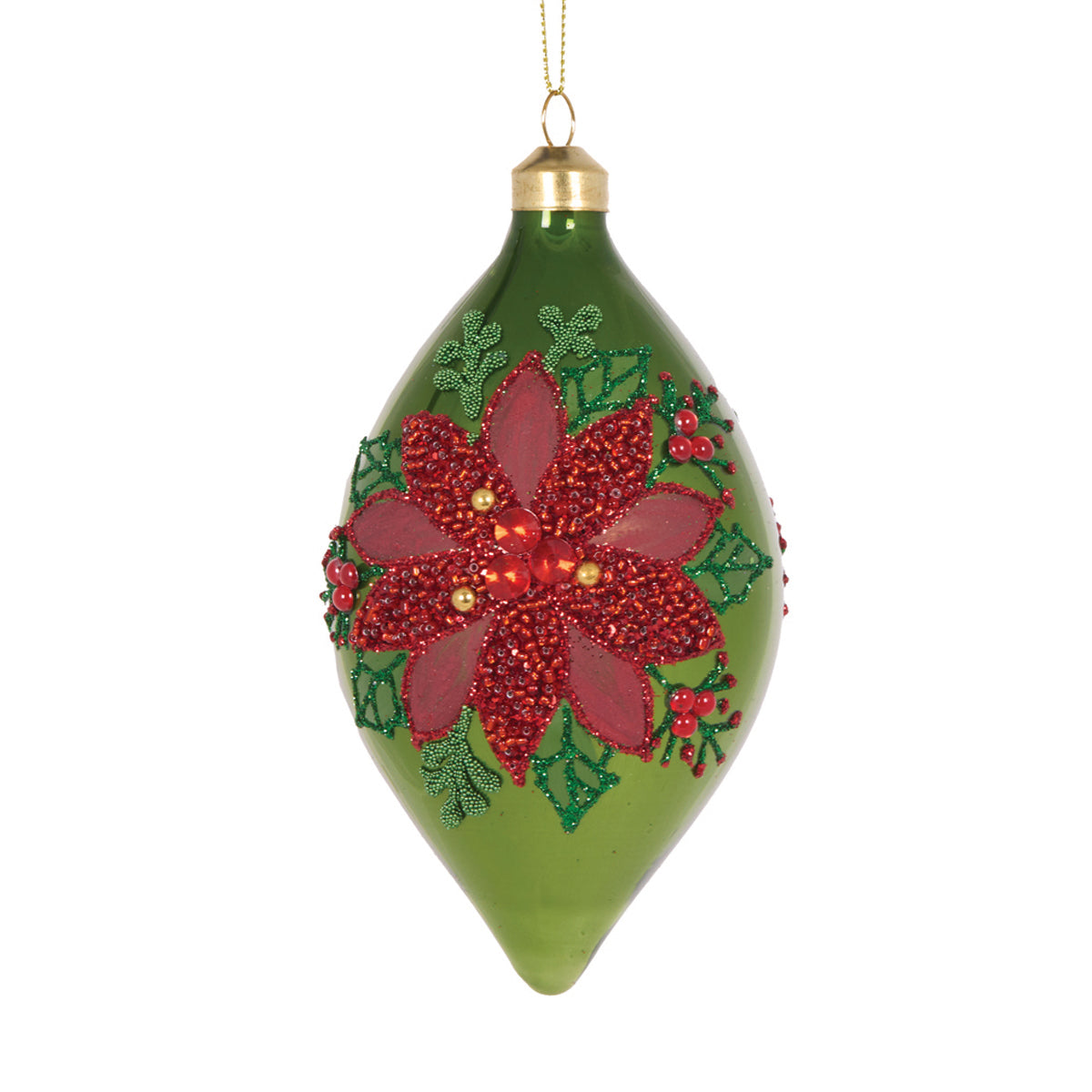 ELABORATE POINSETTIA DROP BAUBLE