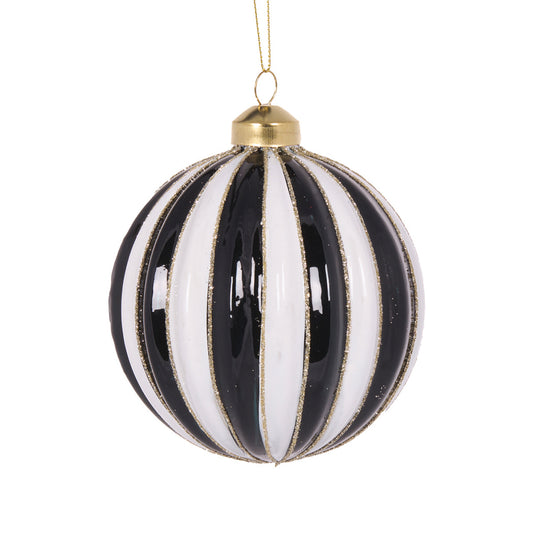 BLACK AND WHITE STRIPE BAUBLE