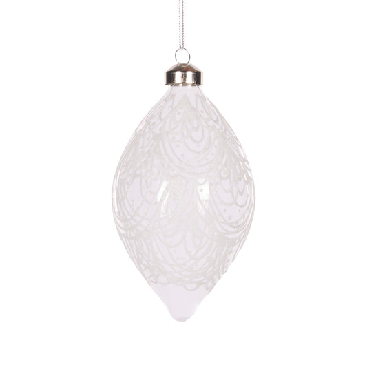 CLEAR PIPED LACE DROP BAUBLE
