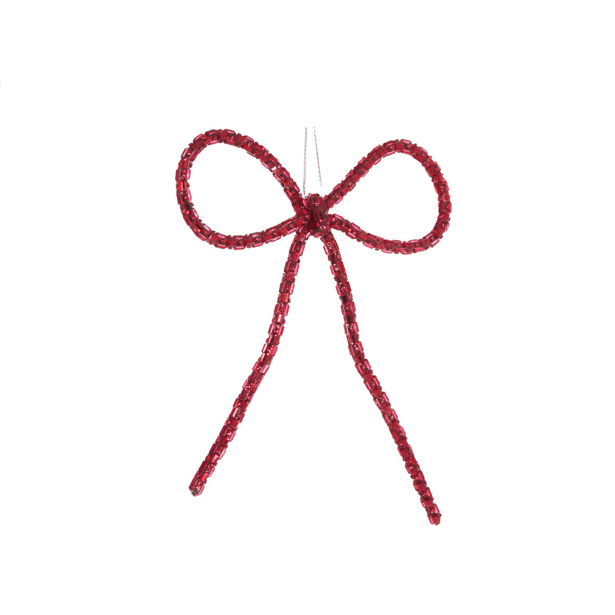 RED BEADED BOW ORNAMENT