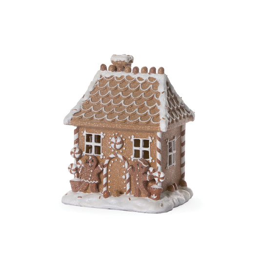 LED PIPED GINGERBREAD COTTAGE