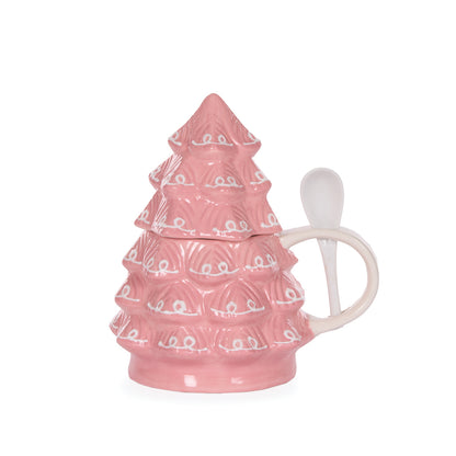 Ceramic Pastel Tree Mug And Spoon
