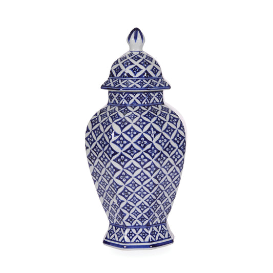 35.6 CM OCTAGONAL CHINOISERIE JAR