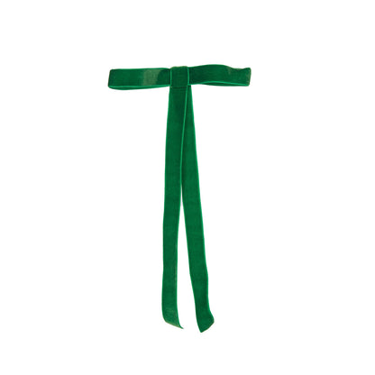 6 PK GREEN VELVET CLASSIC BOWS