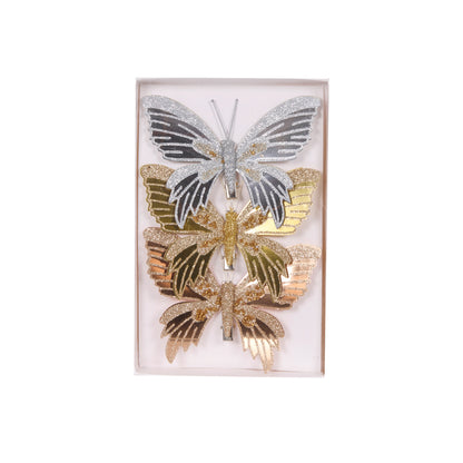 3pk Mixed Metallic Butterflies
