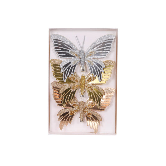 3PK MIXED METALLIC BUTTERFLIES